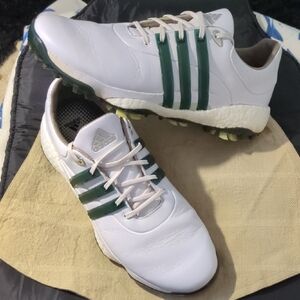 Adidas Men's Professional Tour 360 Golf Shoes In White and Dark Green Only $75